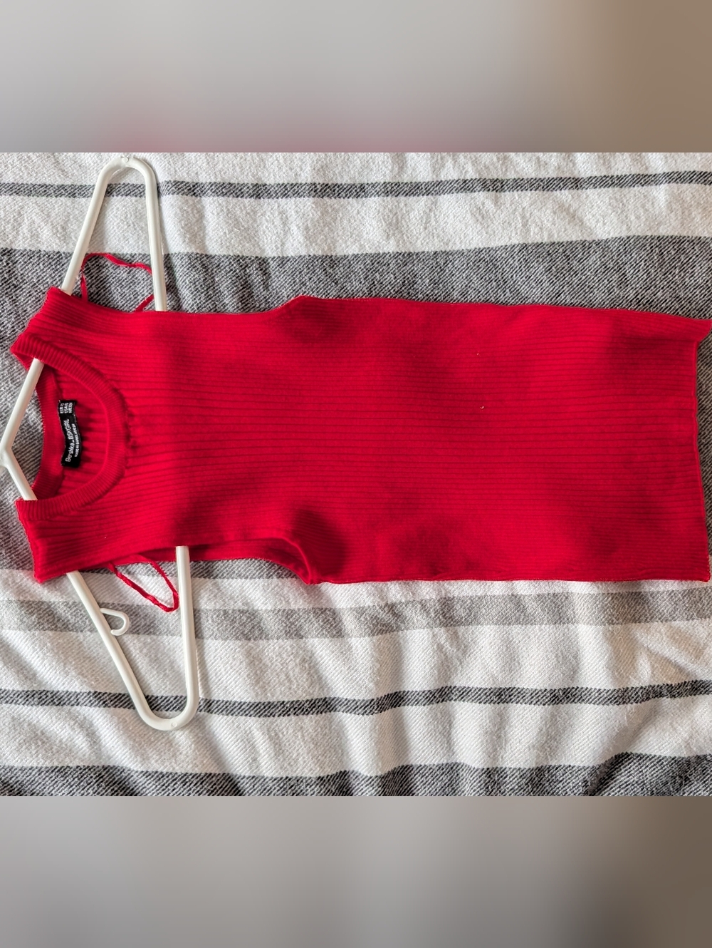 Bershka Red Ribbed Tube Top